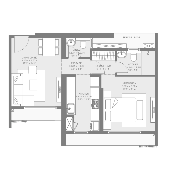 Birla Taranya Airoli Floor Plan 2 BHK